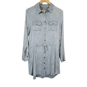 Chaser Heirloom Woven Roll Up Sleeve Button‎ Down Dress Women's Medium